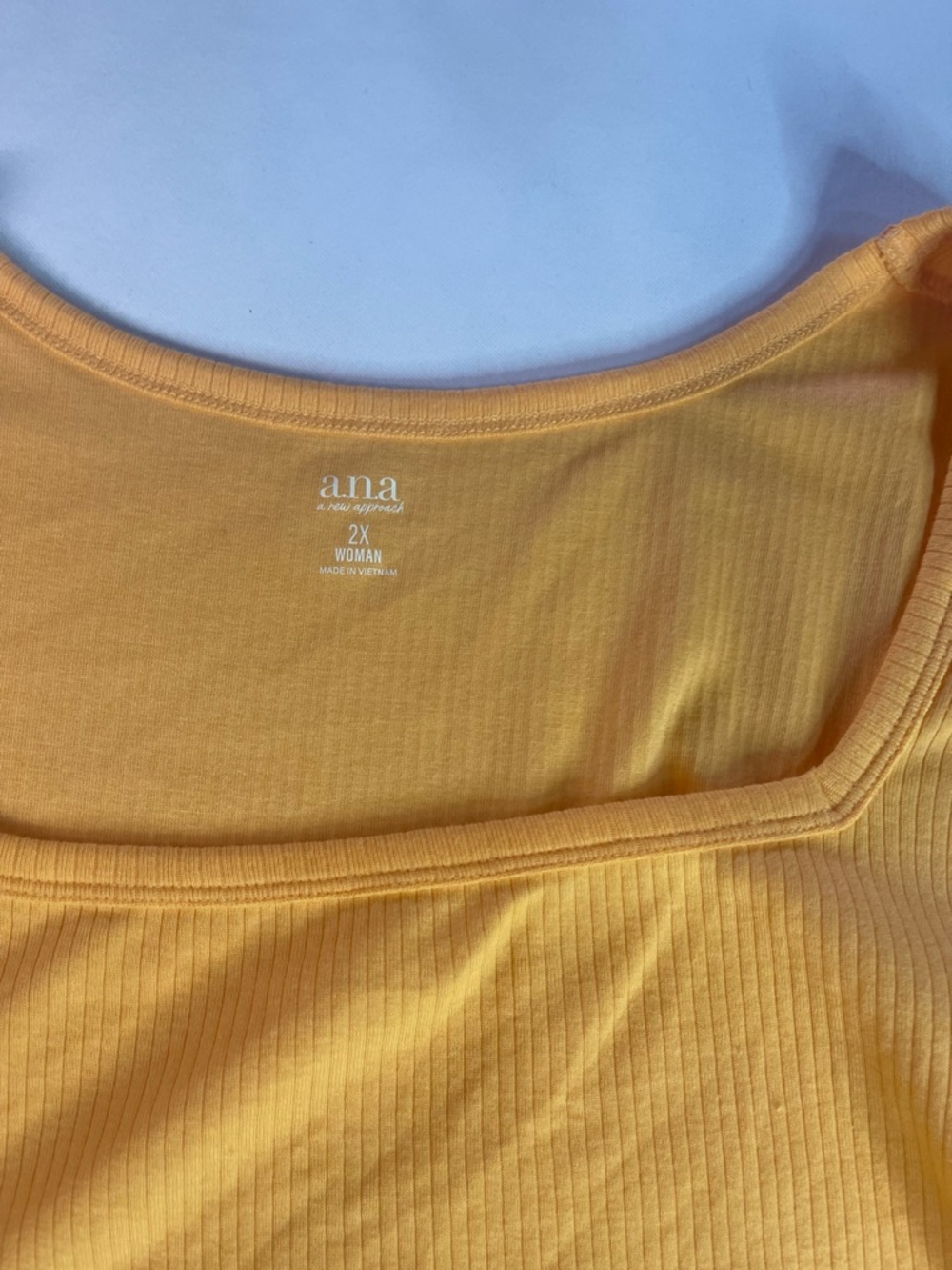 a.n.a Bright Orange Ribbed Square Neck Tank Top - Picture 6 of 7